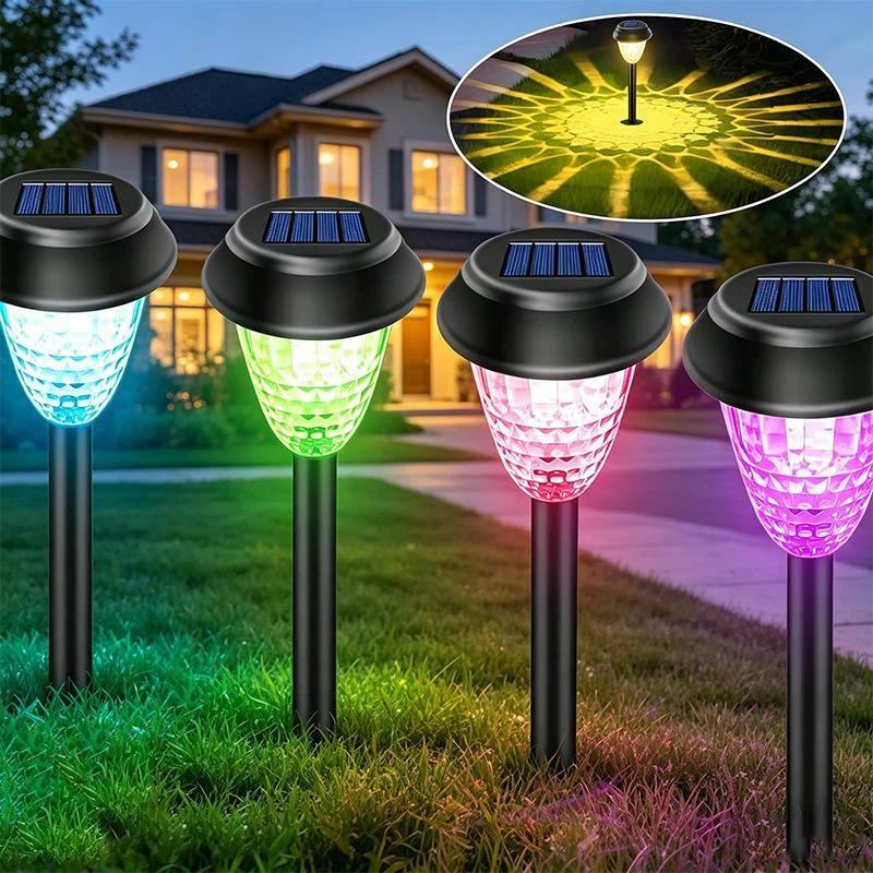 Уличные солнечные садовые фонари, RGB-цветомузыка, проекция, от заката до рассвета, для двора, дорожки, ландшафтного дизайна