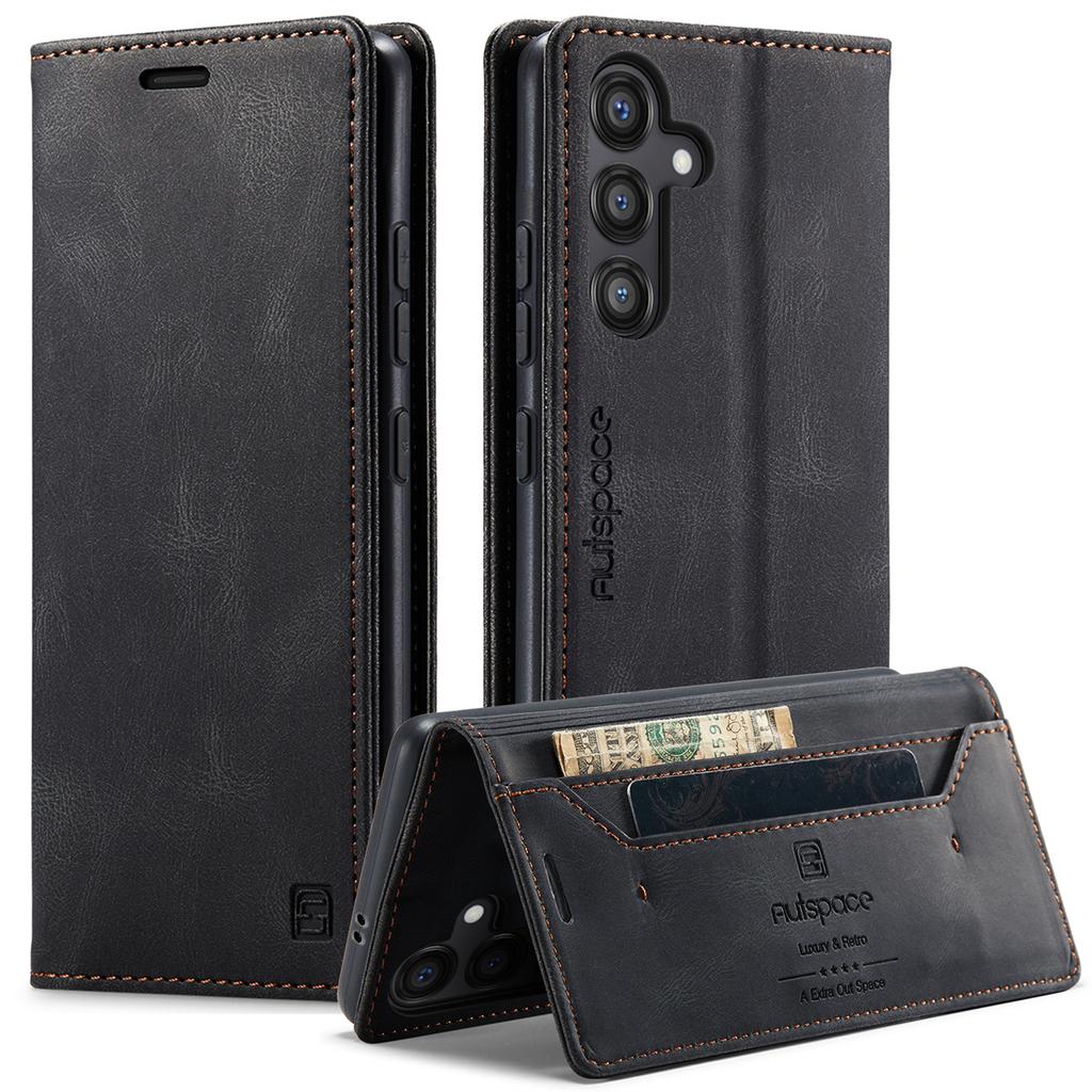 Premium Vintage Leather Wallet Case for Samsung Galaxy S25 - Flip Cover with Card Slots, Shockproof Retro Style (4 Colors)