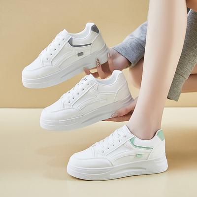 Кроссовки на толстой платформе для женщин, повседневная нескользящая обувь для ходьбы, удобные теннисные кроссовки из искусственной кожи, женские легкие спортивные туфли на шнуровке