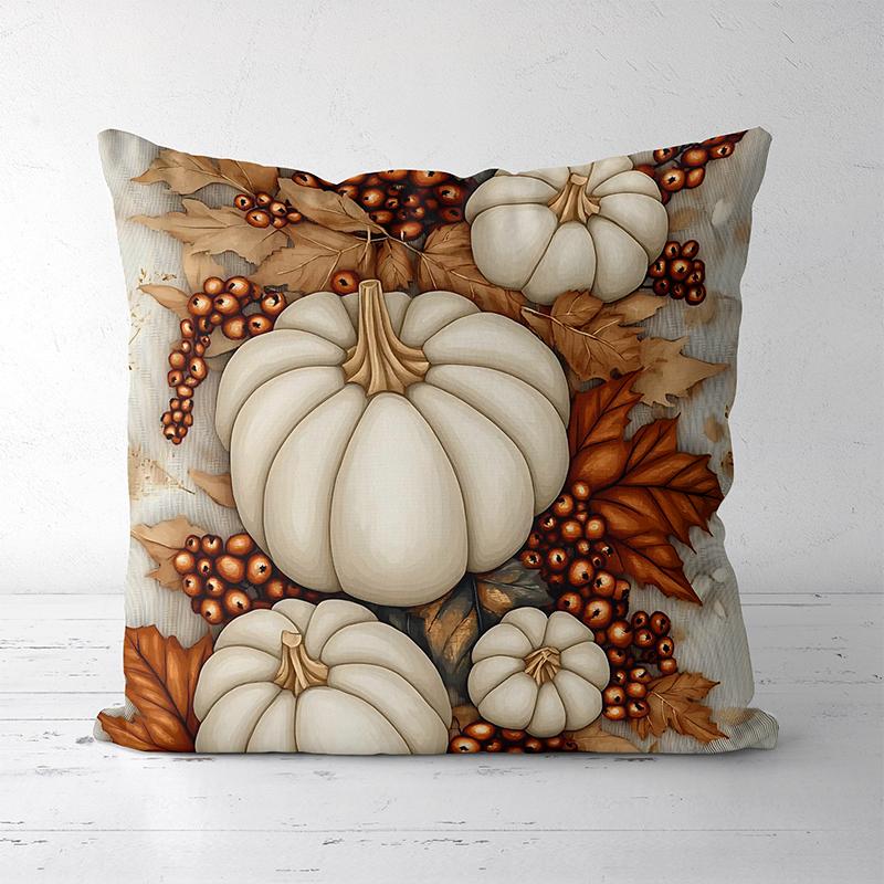 2D Плоская Печать Осенние Тыквы Листья Ягоды Декоративные Наволочки Полиэстер Наволочка Диван Декоративная Наволочка