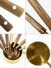 Leeseph 8 Piece Coffee Gold Measuring Cups Set and Measuring Spoons, Wood Handle Measuring Cups, Coffee Spoon Measuring Tools