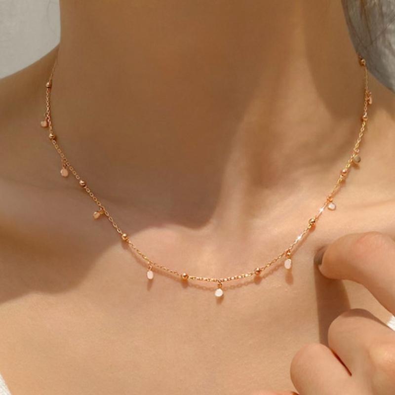Серебряное Круглое Бусины Кисточка Ожерелье для Женщин Изысканная Ключичная Цепочка Украшения для Девочек Чокер Подарки