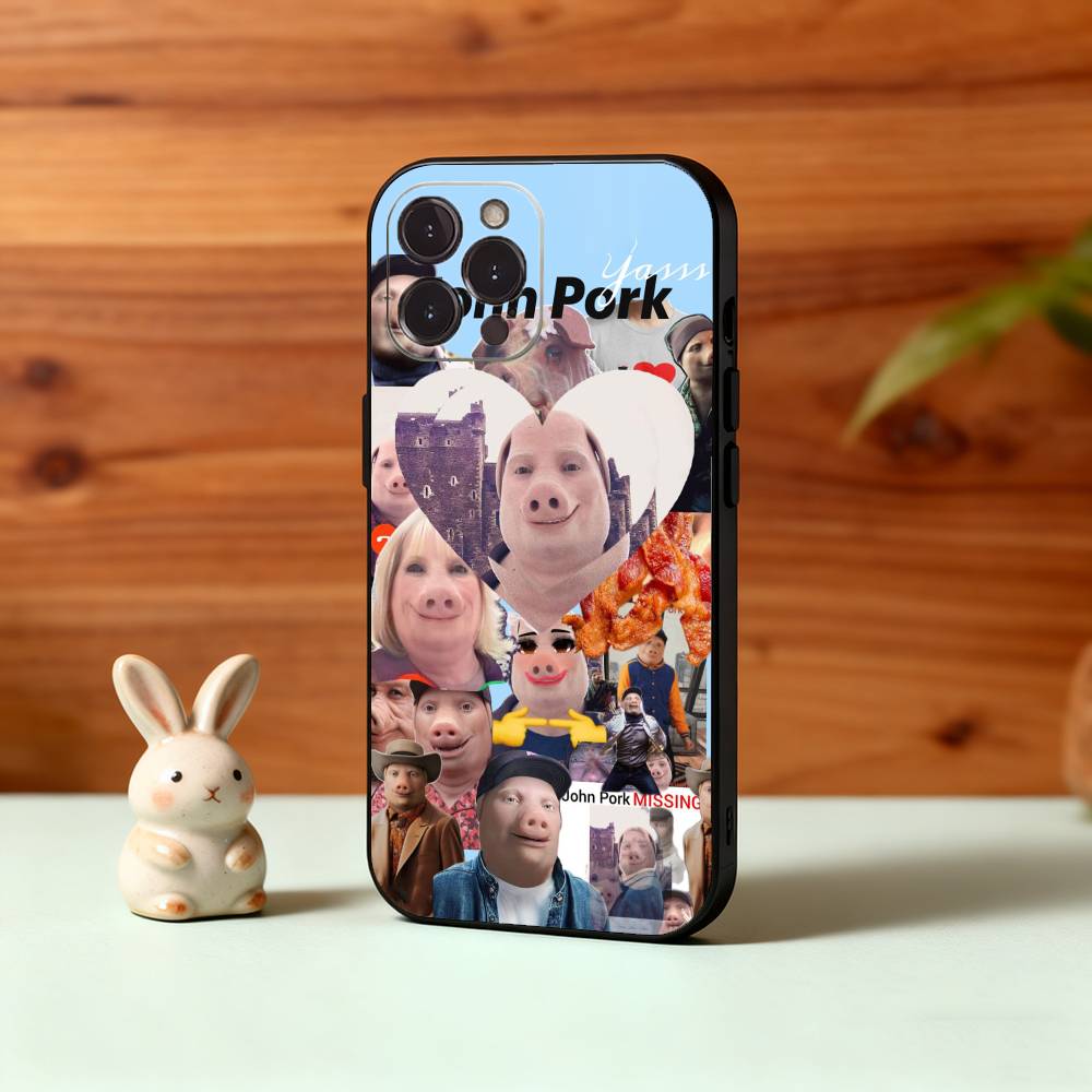 J-John P-Pork is C-Calling Answer Call Phone Case For iPhone17,16,15,14,13,12,Plus,Pro Max, 5G Others Soft Black Cover