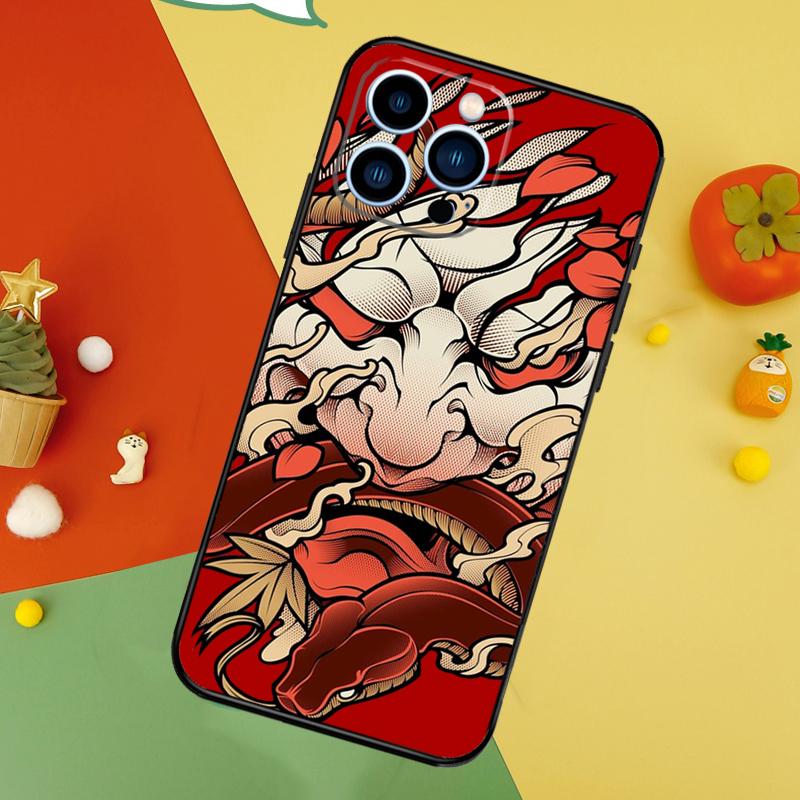 Японская маска Ханя Они Чехол для телефона Для iPhone 17 Pro Max 16 15 14 12 11 13 Pro Max Plus 12 13 Mini 16e 17 Air Cover