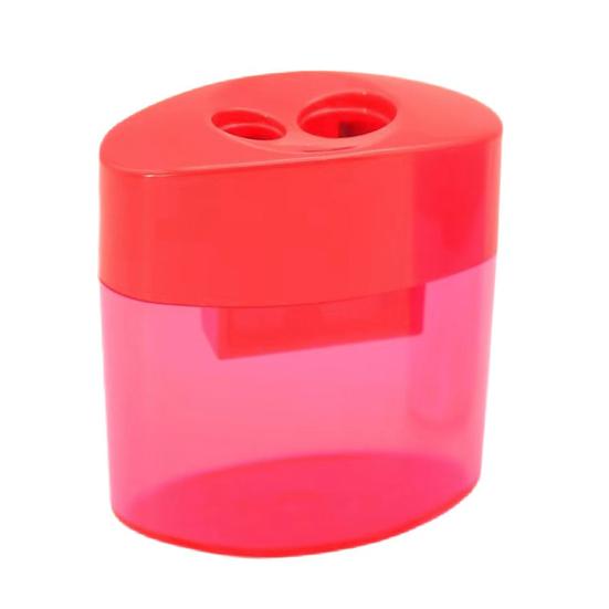 Double Hole Pencil Sharpener with Lid Plastic Manual Pencil Sharpener Portable Colored Pencil Sharpener for Kids Adults Students School Office