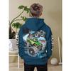 Big wheel truck 4x4 printed boys' simple hoodie - casual round neck long sleeved pullover, fashionable all season hoodie