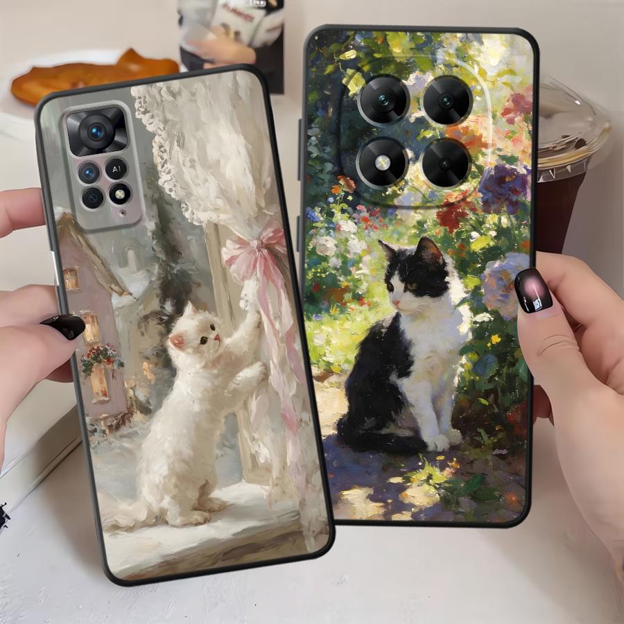Мультяшный Милый Чехол-Кошка для Xiaomi Redmi Note 14 12 11 9 8 7 A1 12C 13C A4 A5 K80 10 A3 14C 13 Pro Plus Чехол для Телефона K40 A1 A2