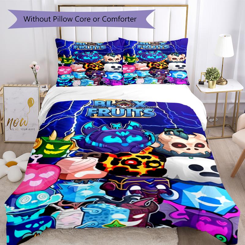 3pcs Blox Fruits Bedding Set Duvet Cover Closure Includes 1 Duvet Cover & 2 Pillowcases, Soft and Comfortable for All Seasons.