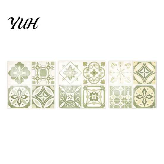Self Adhesive Tile Covers for Furniture 3Pcs 2D Retro Floral Stickers, Self-Adhesive Waterproof Oil Proof Wall Removable Decor Bathroom Decals, Peel &