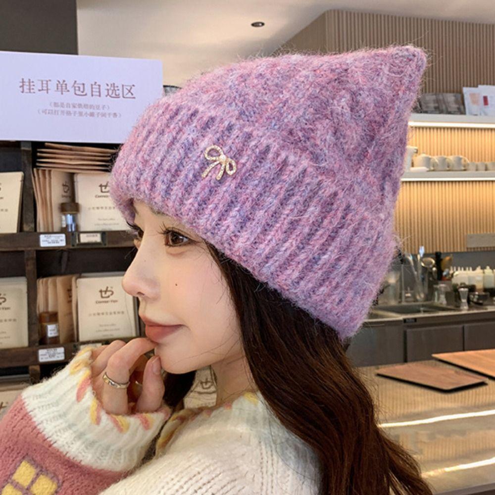 Warm Cat Ears Pullover Hat Japanese  Style Women Beanie Hat Woolen Knitted Hat  Autumn Winter