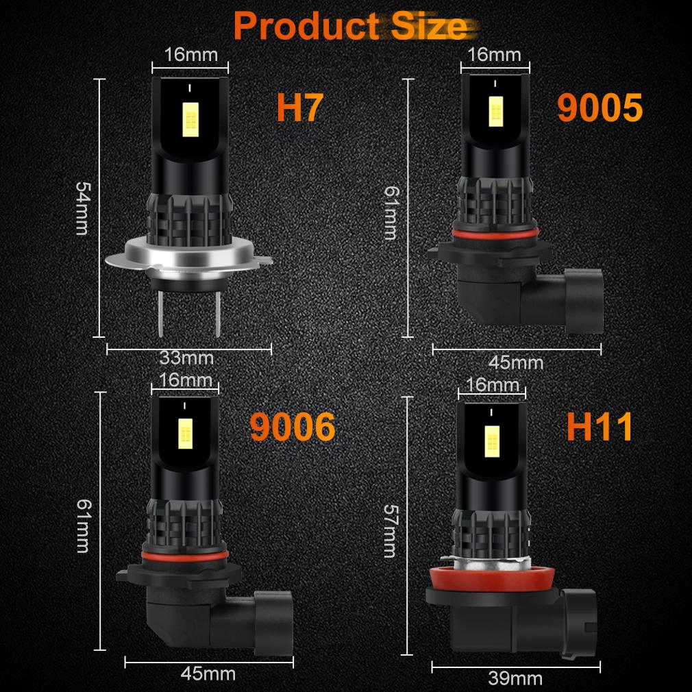 2pcs High Power H11 Led H7 H8 9005 9006 HB4 HB3 Car CSP LED Fog Lights Bulbs DC 12V Auto Fog Lamp Day Running Light 6000K White Yellow Blue