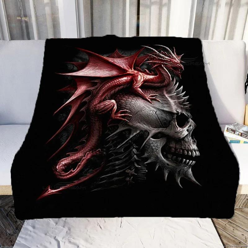 Cartoon Dragon Art Patterns Blanket Animals Flannel Blanket Cosy Lazy Couch Cover Blanket Super Soft Sheet Mattresses