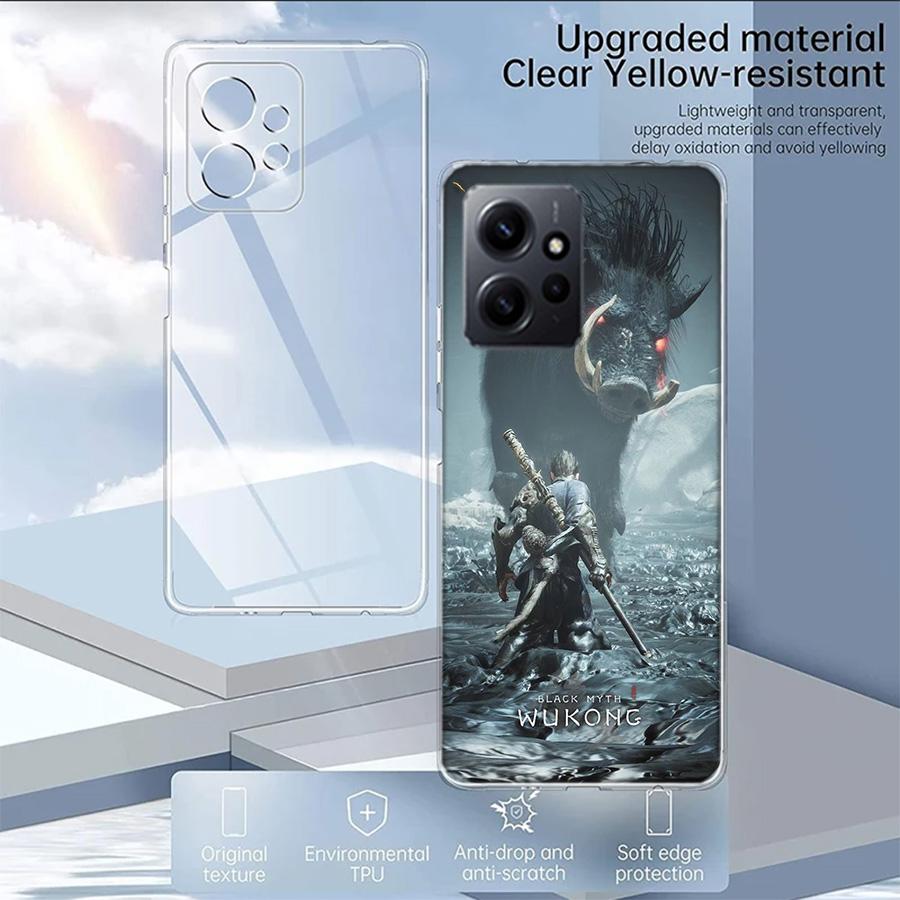 Чехол для телефона Black Myth Wu Kong для Redmi Note 14 15 Pro 5G 13 12 Pro Plus 11 11T 11E 11S 10 Pro 10S 9 9S, прозрачный силиконовый чехол