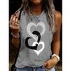 Женская повседневная свободная летняя футболка, футболка без рукавов с принтом трех сердец, одна штука