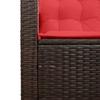 Outdoor Sofa Set with Cushions 2 pcs Brown and Red Poly Rattan