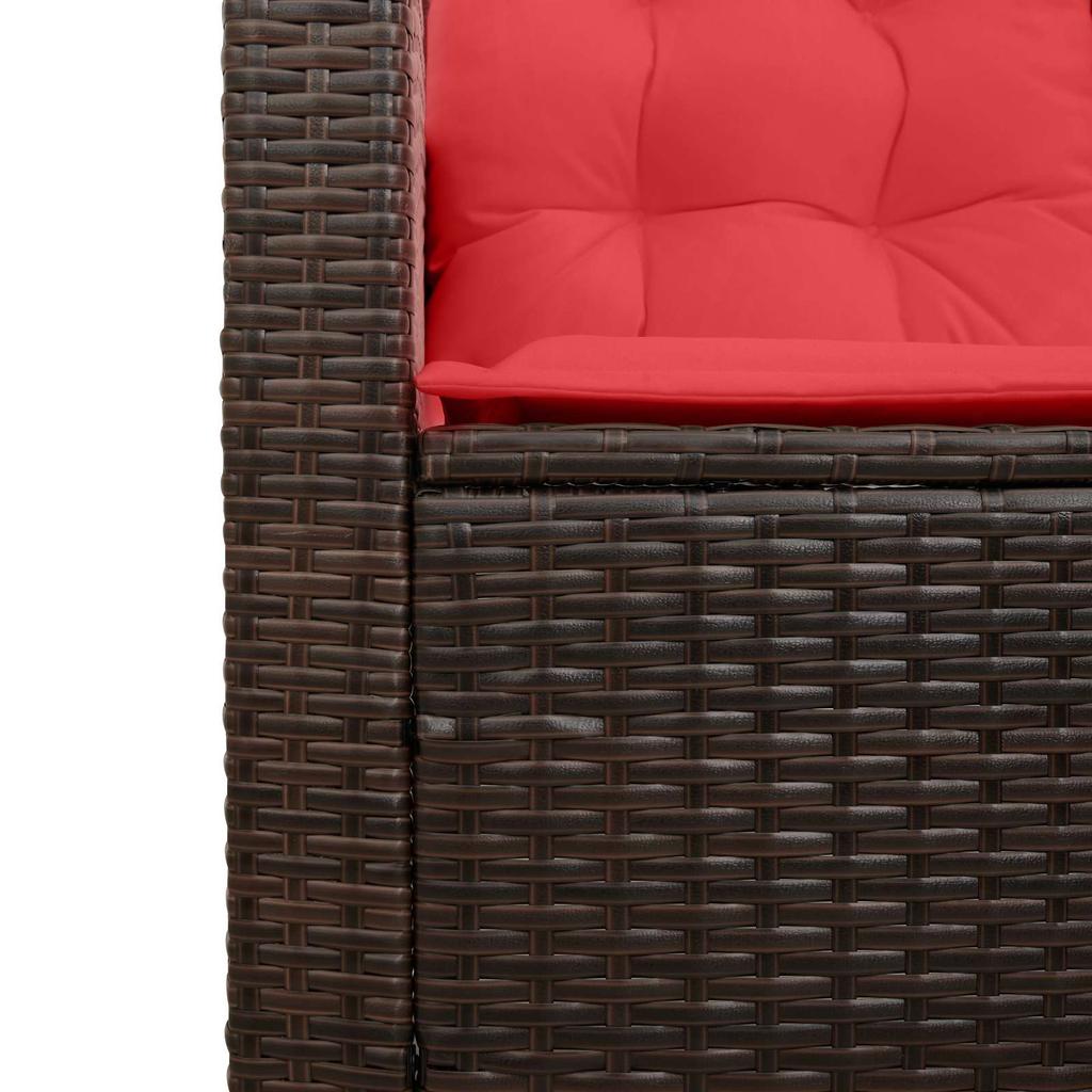 Outdoor Sofa Set with Cushions 2 pcs Brown and Red Poly Rattan