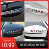 Автомобильная наклейка Tesla 4 шт. Наклейки на ручки дверей автомобиля Виниловые наклейки на кузов Декали Аксессуары для Tesla 3 S X Y Roadster WYE
