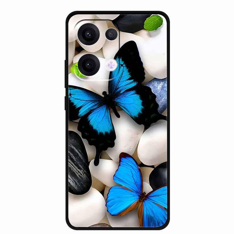 Чехол для Oppo Reno13 5G Мягкий ТПУ Милый Мультяшный Силиконовый Задний Чехол для Телефона Oppo Reno 13 Pro Чехлы Reno13Pro 13Pro 5G Черный Корпус