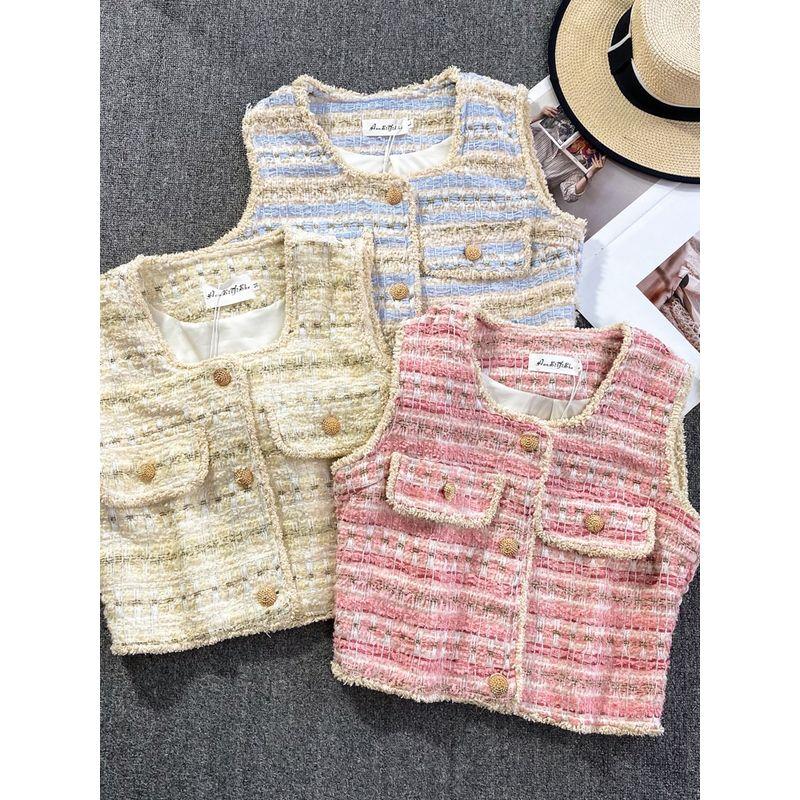 Classic Style Crew Neck Casual Short Tops Vest Vest