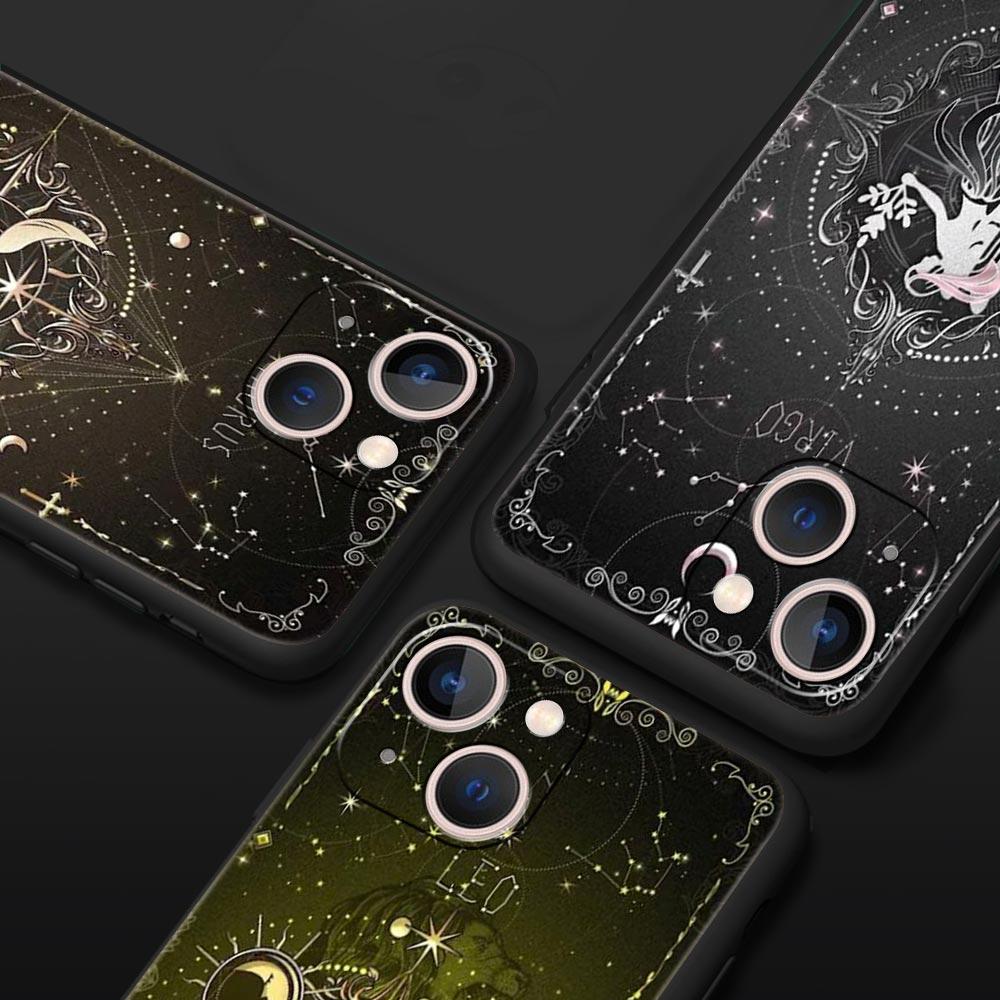 Чехол для телефона 'Созвездие' для iPhone 17 16 15 Pro Max 11 12 13 14 7 8 Plus SE 2020 X XR XS Мягкий Черный