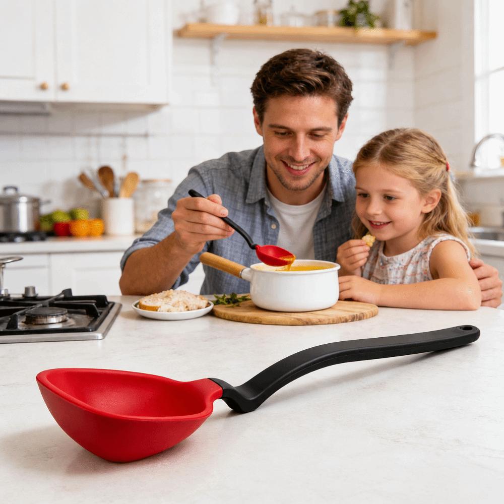 Long Handle Folding Flat Design Soup Spoon Multifunctional Cooking Utensils Tool  Kitchen Gadget