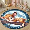 Classic Round Rose Multicolor Rug Mat, Non-Slip Floor Mat for Nursery