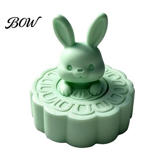 Cute Mooncake Rabbit Figurine 3D Printed Stress Ball, Valentine Mid Autumn Day Gift, Portable Relievers Bunny Fidget Toy Desk Decor, Holiday