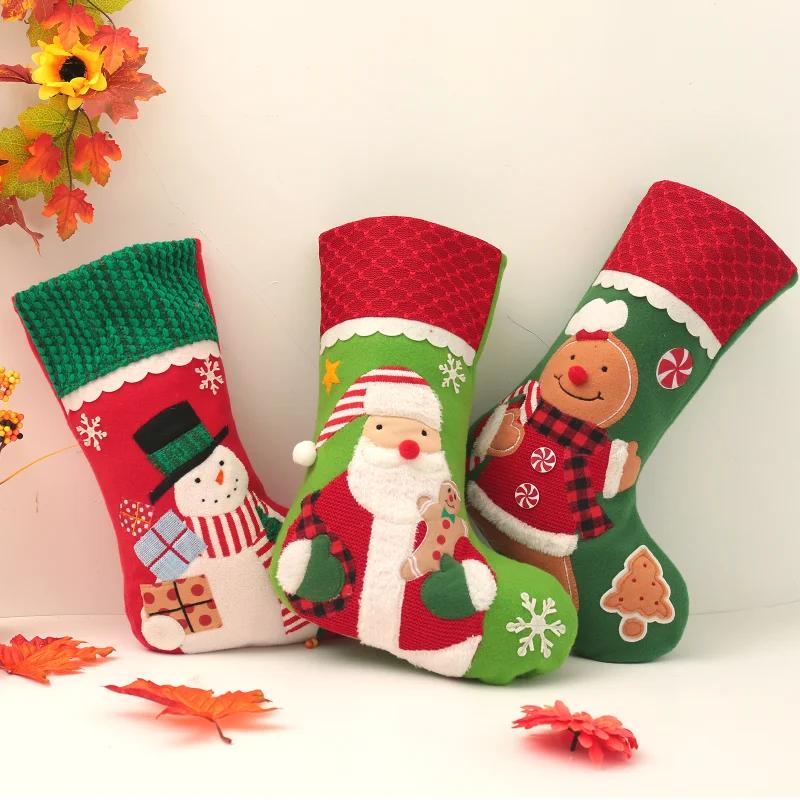 Christmas Stocking Sack Xmas Gift Candy Bag Christmas Decorations for Home Navidad Sock Christmas Tree Decor New Year 2024