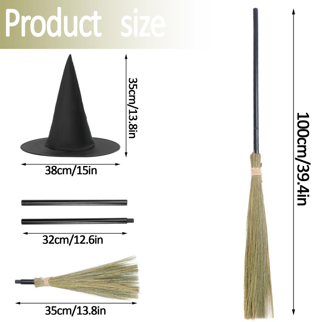 Halloween Witch Broom Plastic Witch Broomstick Broom Props Witch Broom