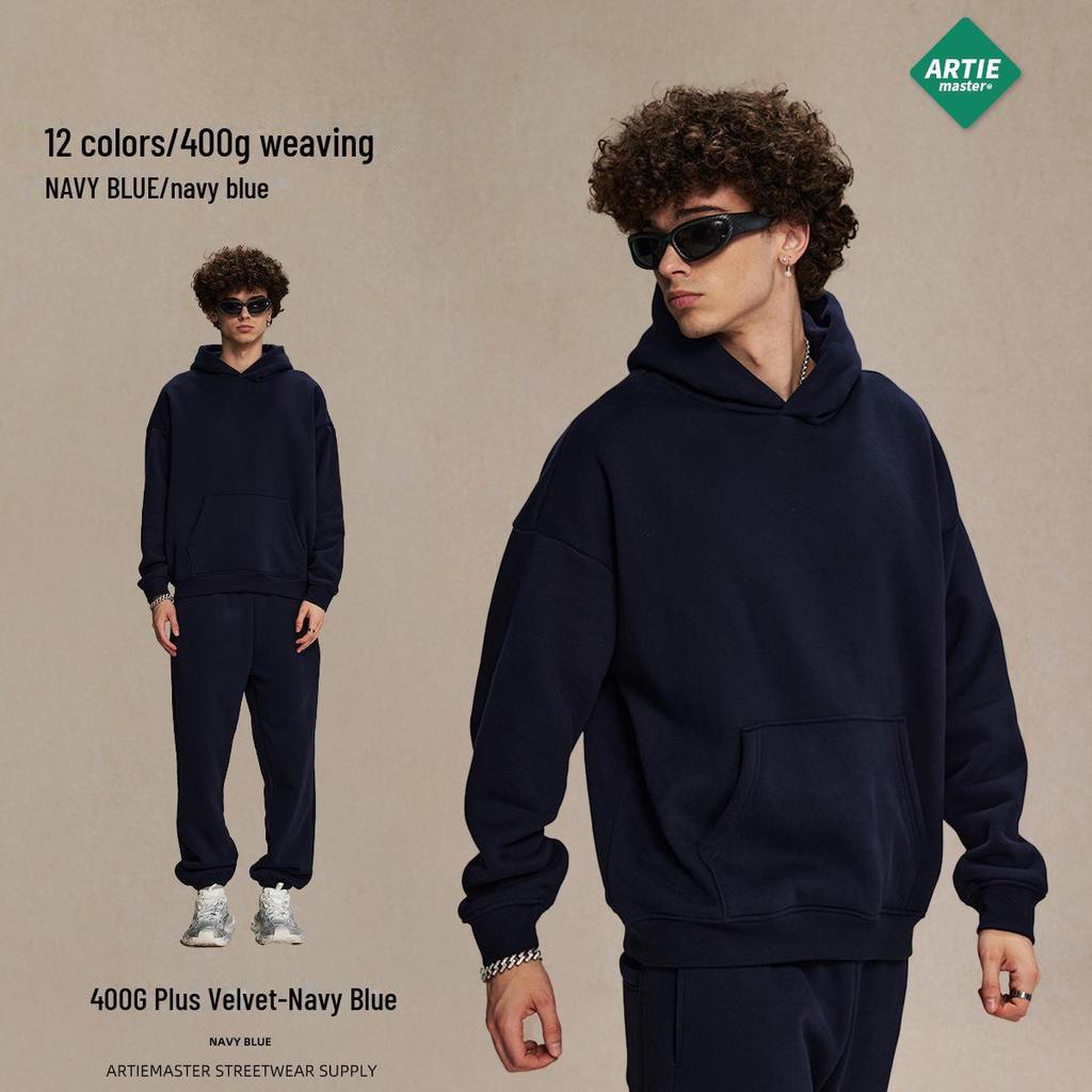 Men's Oversized Polar Fleece Hoodie - Non-Shedding, Thickened 400g, Trendy Autumn/Winter 2024