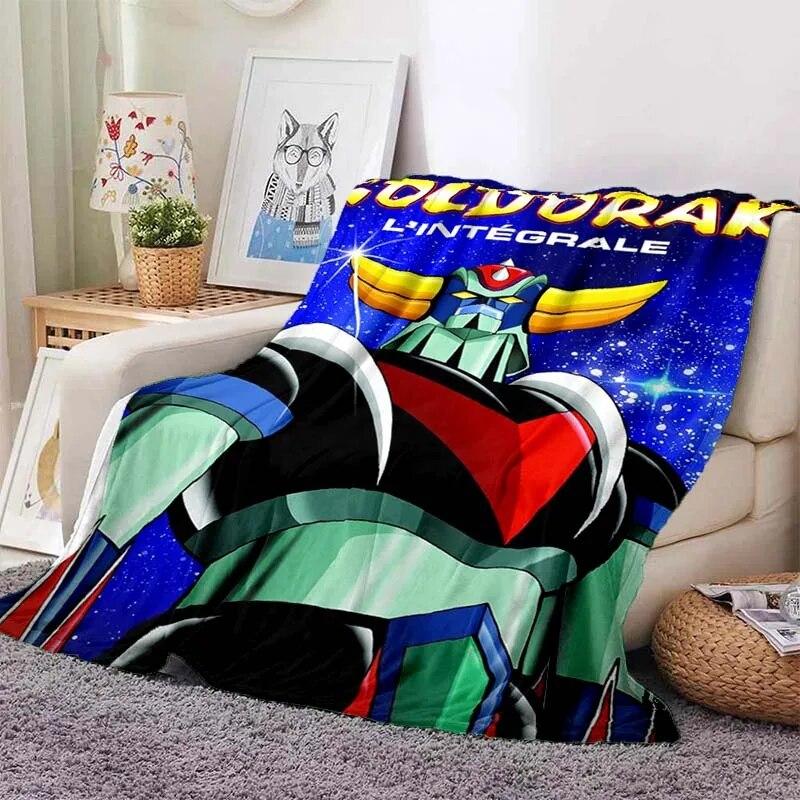 G-Goldorak Pattern Print Flannel Blanket,for Couch, Bed, Sofa, Office-Soft and Soothing Printing Blanket For All Season