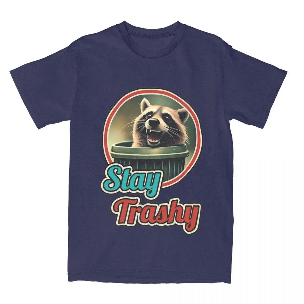 Летняя футболка 'Stay Trashy Funny Happy Raccoon Lover' Мусорные Еноты Футболка Одежда Уличная Одежда Футболки