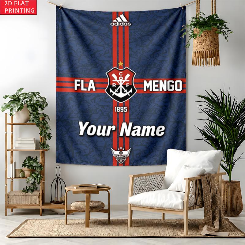 CR Flamengo Custom Name Tapestry Personalized Wall Art Hanging Bohemian Home Decor for Bedroom Dorm Living Room