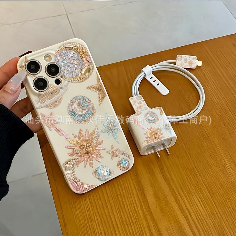 Чехол-зарядка для iPhone 11/12/13/14/15/16/17 PROMAX с полноэкранной защитой и рисунком в виде банта и сердца