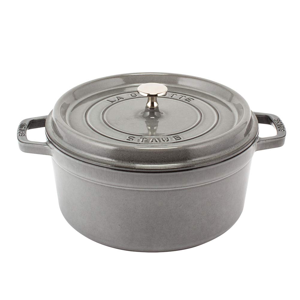 Staub Pico Cocotte Round 26cm Graphite Gray 1102618 Two Handed Pot Enamel Pot Rund Brater Graphite Gray Pico Cocotte Pot Stylish Cookware Kitchen