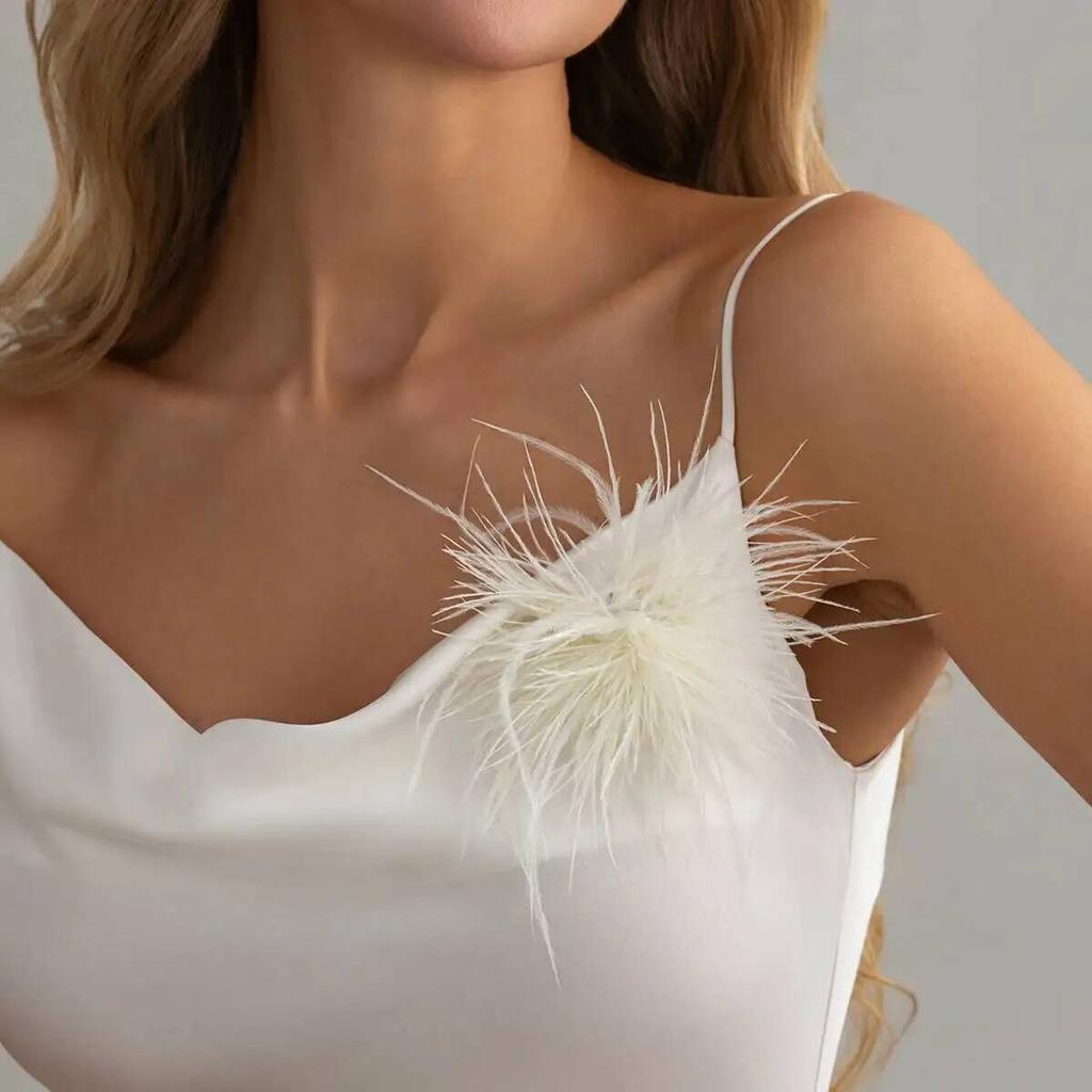 SHIXIN 6 Colors Vintage Colorful Large Feather DIY Brooch Accessory Handmade Corsage Brooches Suit Pants Pins Clip Women Jewelry