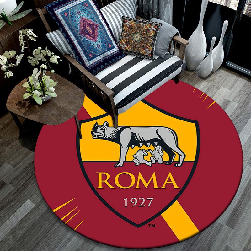 Associazione Sportiva Roma2,Round Area Rug,Carpet Rug for Living Room Bedroom Sofa Playroom Decor,Non-slip Floor Mat