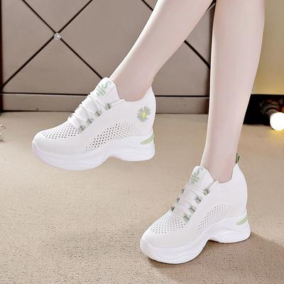 Новые летние летающие тканые внутренние высокие маленькие белые туфли женские сетчатые туфли повседневные полые дышащие кроссовки
