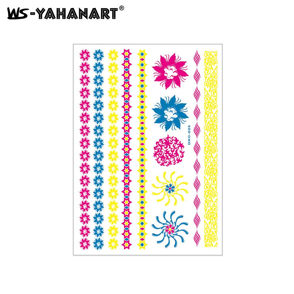 Креативная флуоресцентная наклейка-татуировка на руку с цветком, водонепроницаемая наклейка-татуировка на руку с пером