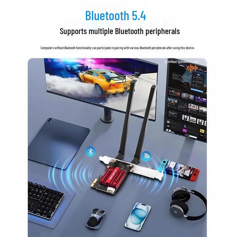 WiFi7 Tri-Band PCIe Network Card with Bluetooth 5.4 - MT7927/MT7925 6GHz Gigabit