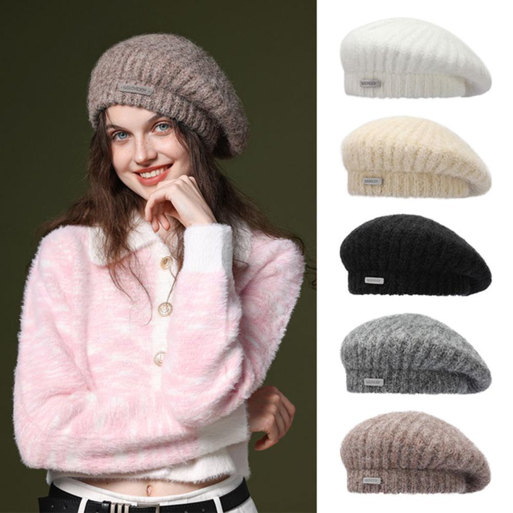 Женские береты во французском стиле, вязаные черные береты, модная французская шляпа для женщин