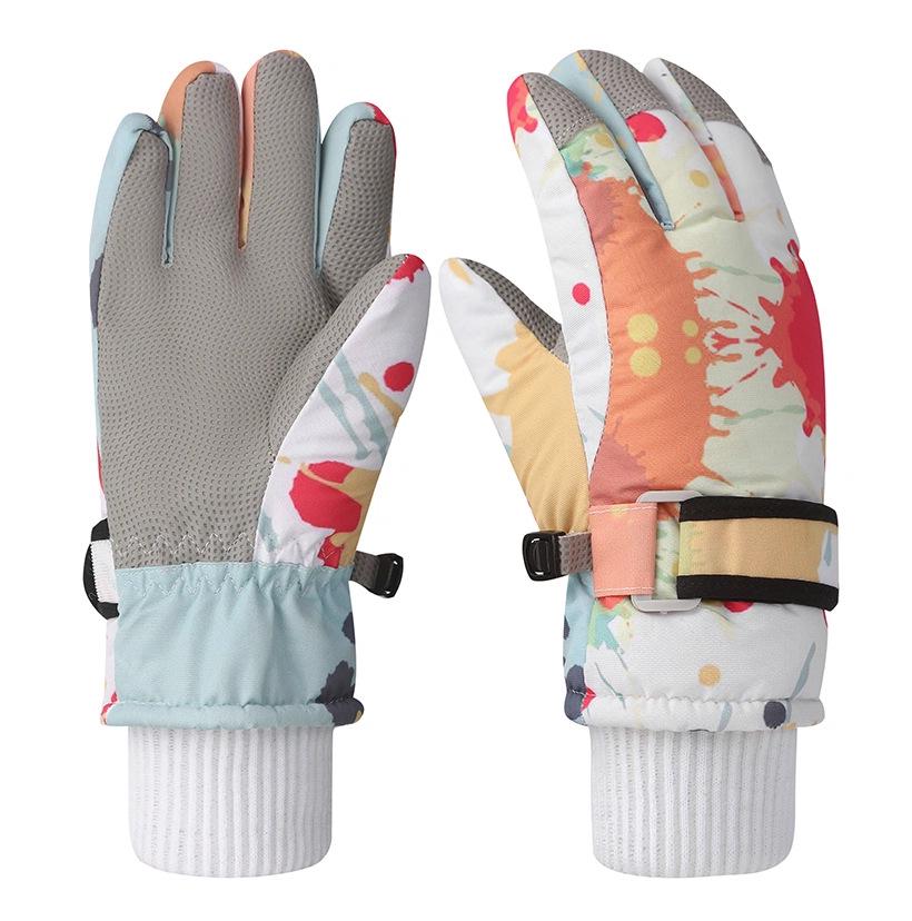 Водонепроницаемые детские горнолыжные перчатки — теплые, нескользящие, утолщенные, с бархатной подкладкой для мальчиков и девочек