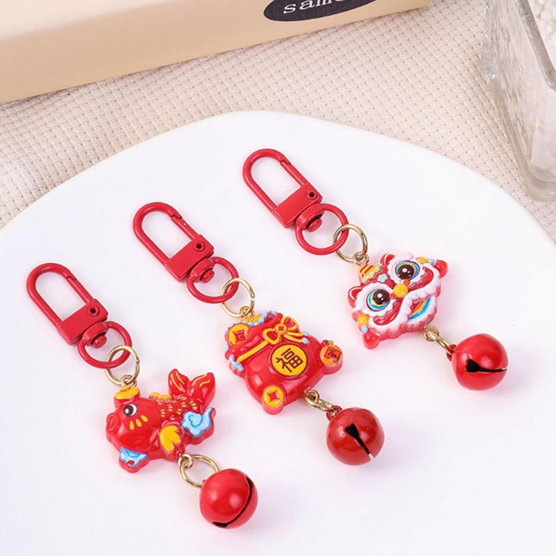 1 шт. брелок для ключей «Пробуждение льва по лунному году», карта удачи, китайский узел кои, кулон, сумка на удачу, милый брелок
