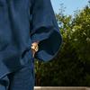 Женские Комплекты из 2 Предметов с Рукавами Летучая Мышь, Длинным Рукавом, V-образным Вырезом, Топ и Укороченные Брюки, Летние Комплекты для Отдыха и Дома с Карманами