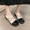 2025 Spring and Autumn Single Shoes Women's Flat-soled Small Fragrant Mary Jane Small Leather Shoes French Thick-soled Soft-soled Shallow Mouth W