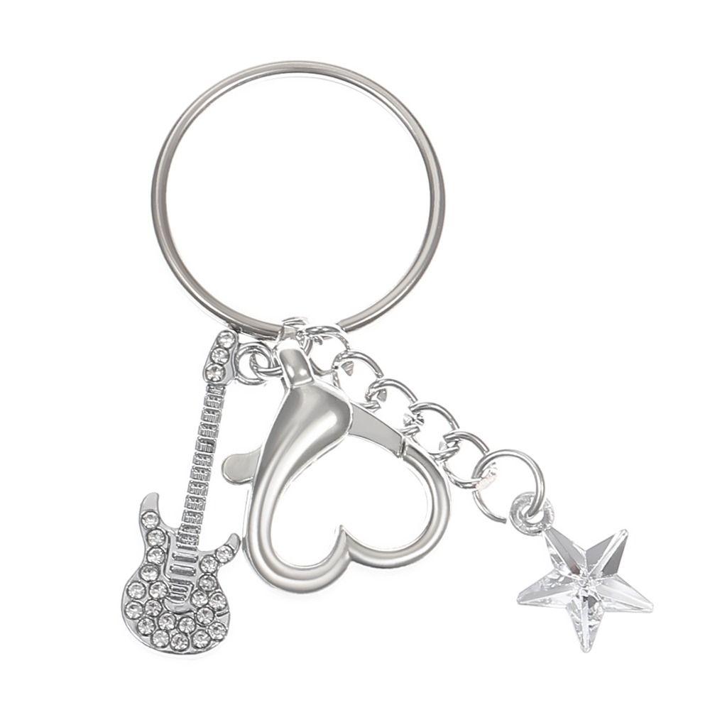Guitar Guitar Keyring Star Musical Instrument Keychain Guitar Key Chain Musician Jewelry Gift