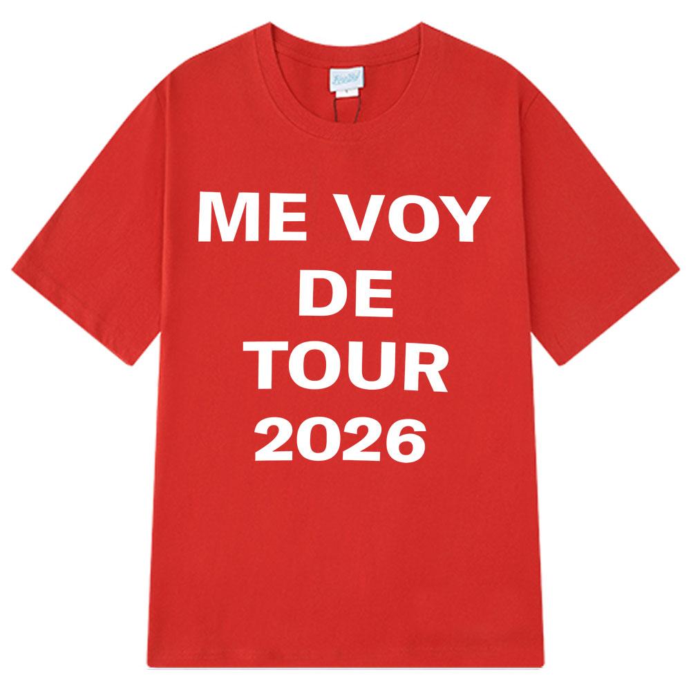 Певица Розалия Me Voy The Tour 2026 Печатная футболка Мужская Женская Модная футболка Короткий рукав 100% Хлопок Оверсайз Хип-хоп Футболки