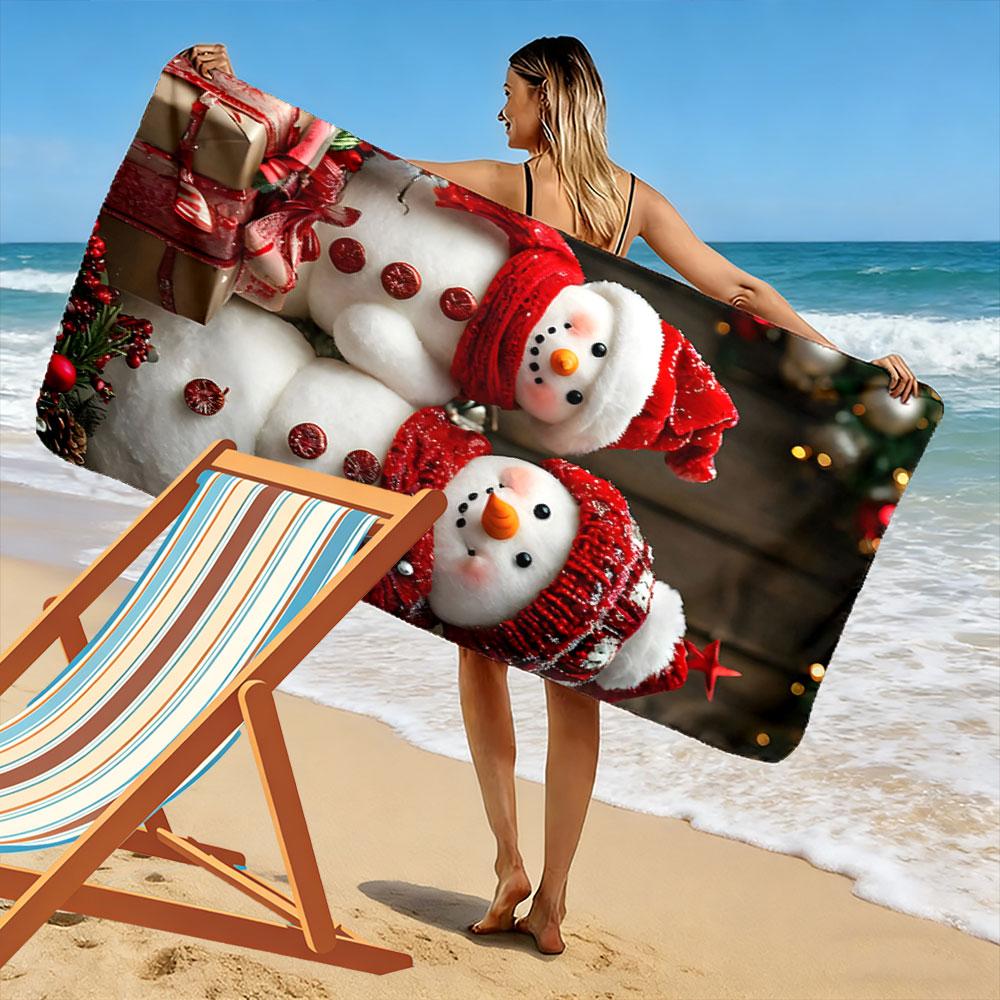Frosty winter charm duo Print beach towel, quick drying, suitable for travel, outdoor sports, jogging, the beach and swimming, gift