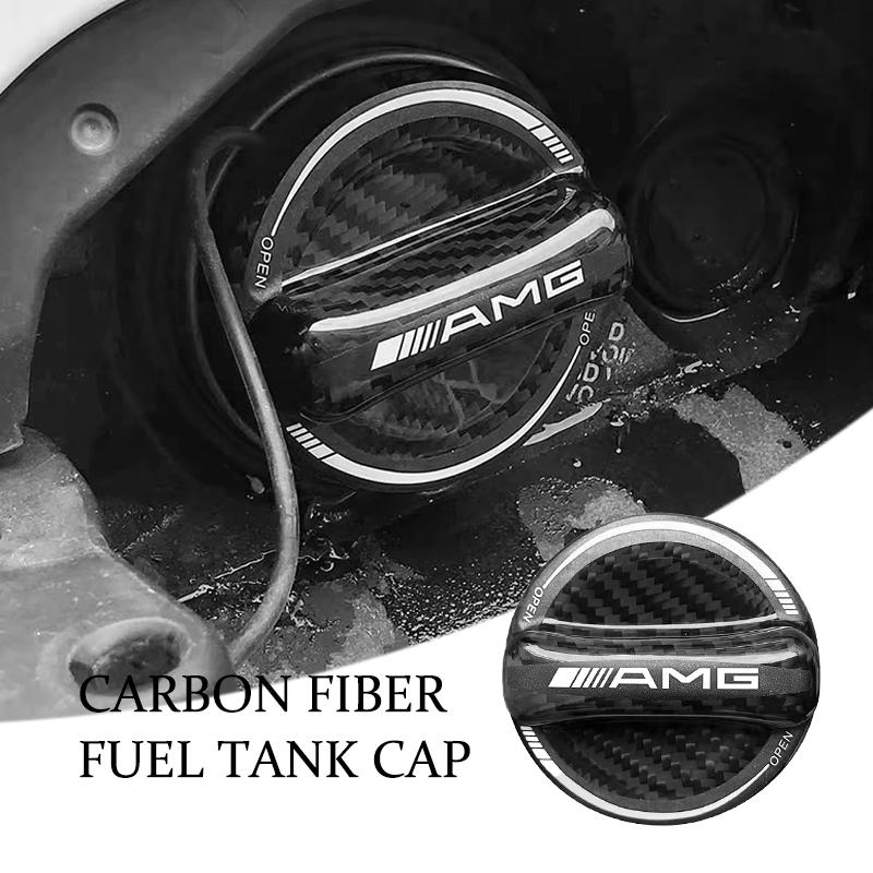 Carbon Fiber Fuel Tank Cap AMG Emblem Fuel Tank Decorative Sticker For Mercedes Benz AMG W177 W176 X166 X167 C257 C218 X253 C118 BE1