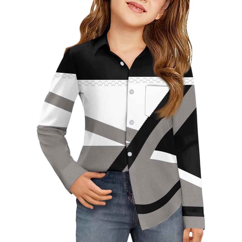 Girls' Button-Down Shirt - Long Sleeve Dress Blouse